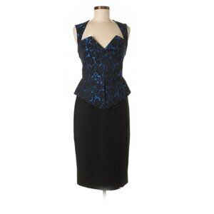 Black Halo Brocade Gabardine Peplum Shift Dress 4